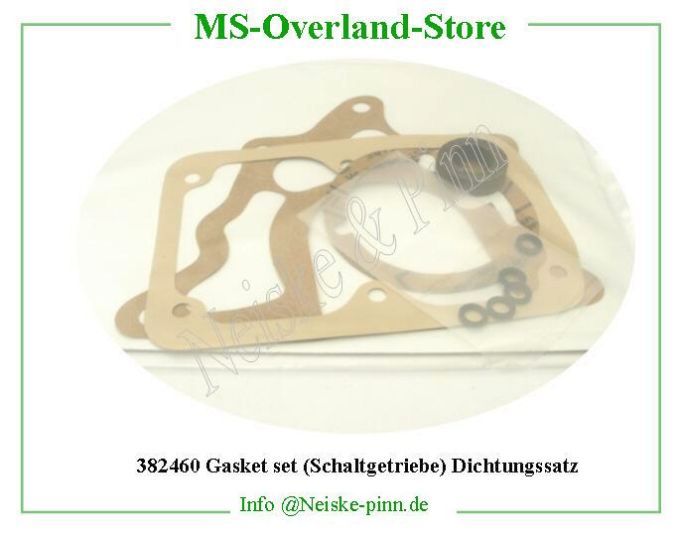  Gasket set (Schaltgetriebe) Dichtungssatz T90  Willys-M38 Joints boite de vitesse t90 (pochette)   Willys Overland Gaskets transmission t90 (full set) Neiske & Pinn  WO923301 WO-923301 Willys Overland  Willys-M38  WO-923301 Willys-M38  Neiske & Pinn  