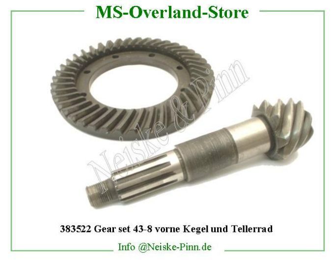  Gear set 43-8 vorne Kegel und Tellerrad  Willys-CJ2A   Willys Overland  Neiske & Pinn   Willys Overland  Willys-CJ2A   Neiske & Pinn  Willys-CJ2A  Willys Overland  Willys-CJ2A   Willys Overland  Willys-CJ2A  Neiske & Pinn  