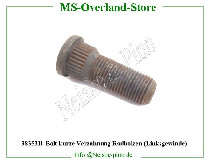  Bolt kurze Verzahnung Radbolzen (Linksgewinde)  Willys-M38   Willys Overland  Neiske & Pinn   Willys Overland  Willys-M38   Neiske & Pinn  Willys-M38  Willys Overland  Willys-M38   Willys Overland  Willys-M38  Neiske & Pinn  
