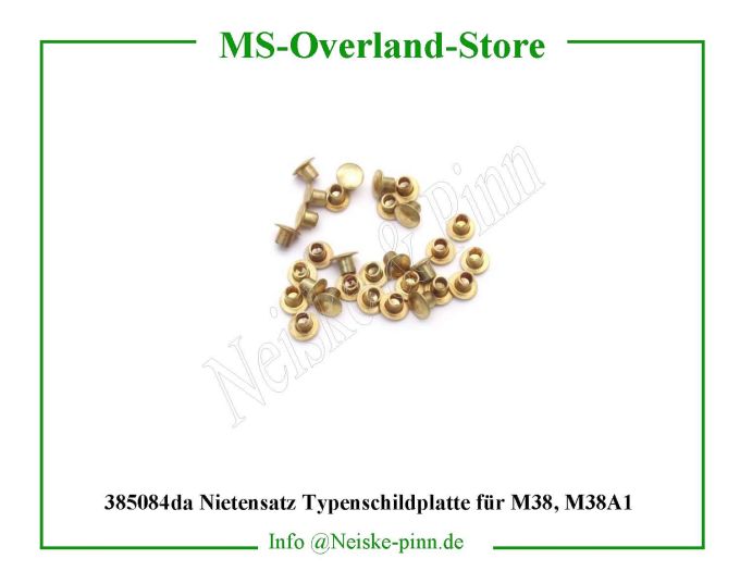  Nietensatz Typenschildplatte für M38, M38A1  Willys-M38A1   Willys Overland  Neiske & Pinn   Willys Overland  Willys-M38A1   Neiske & Pinn  Willys-M38A1  Willys Overland  Willys-M38A1   Willys Overland  Willys-M38A1  Neiske & Pinn  