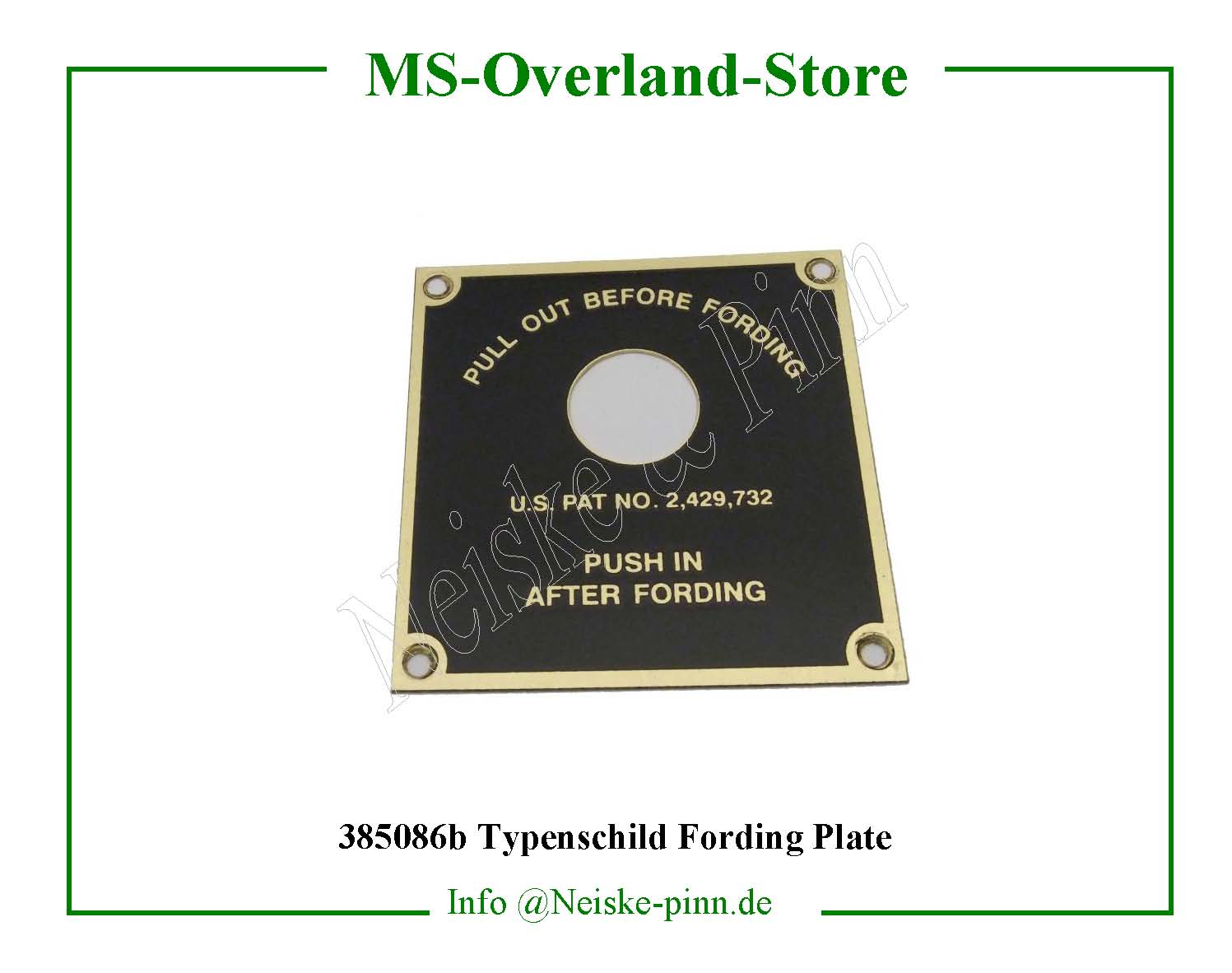  Typenschild Fording Plate  Willys-M38A1   Willys Overland  Neiske & Pinn   Willys Overland  Willys-M38A1   Neiske & Pinn  Willys-M38A1  Willys Overland  Willys-M38A1   Willys Overland  Willys-M38A1  Neiske & Pinn  