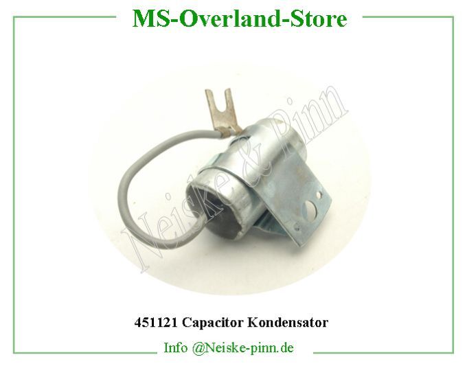  Capacitor Kondensator  Willys-CJ3B Condensateur allumeur 6/12 volts   Willys Overland Condenser distributor 6/12 volts mb Neiske & Pinn  WOA1631 WO-A-1631 Willys Overland  Willys-CJ3B  WO-A1631 Willys-CJ3B  Neiske & Pinn  