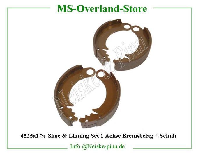  Shoe and Linning Set MB Bremsbelag und Schuh 1 Achse  Willys-M38   Willys Overland  Neiske & Pinn   Willys Overland  Willys-M38   Neiske & Pinn  Willys-M38  Willys Overland  Willys-M38   Willys Overland  Willys-M38  Neiske & Pinn  