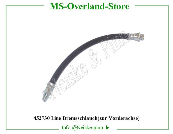  Line Bremsschlauch(zur Vorderachse)  Willys-MB Flexible frein avant moyen jeep   Willys Overland Hose brake front medium Neiske & Pinn  WOA1373 WO-A-1373 Willys Overland  Willys-MB  WO-A1373 Willys-MB  Neiske & Pinn  