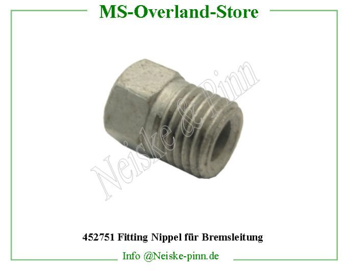  Fitting Nippel für Bremsleitung  Willys-MB RACCORD TUBE RIGIDE FREIN  Willys Overland  Neiske & Pinn  WO384710  Neiske & Pinn  Willys-MB  Willys Overland  Willys-MB   Willys Overland  Willys-MB  Neiske & Pinn  