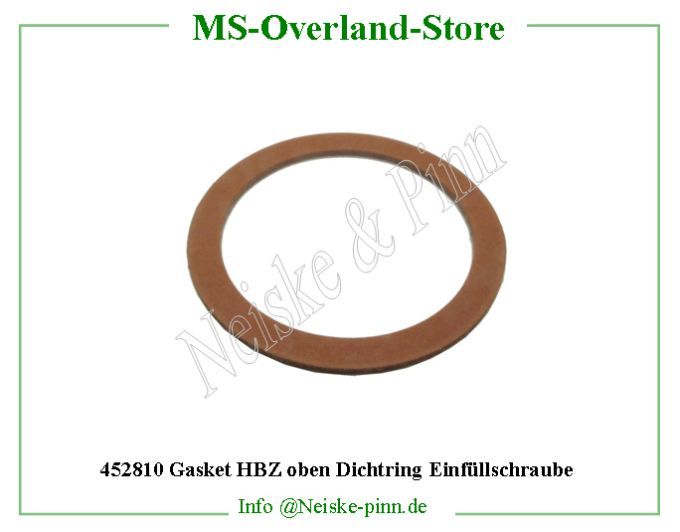  Gasket HBZ oben Dichtring Einfüllschraube  Willys-MB Joint bouchon maitre cylindre   Willys Overland Gasket master cylinder plug cover Neiske & Pinn  WO637612 WO-637612 Willys Overland  Willys-MB  WO-637612 Willys-MB  Neiske & Pinn  