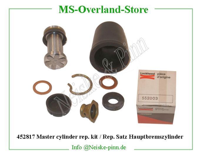  Master cylinder rep. kit Rep. Satz Hauptbremszylinder  Willys-MB Kit reparation mc cylindre jeep qualite france   Willys Overland Kit repair master cylinder Neiske & Pinn  WOA7838 WO-A-7838 Willys Overland  Willys-MB  WO-A7838 Willys-MB  Neiske & Pinn  