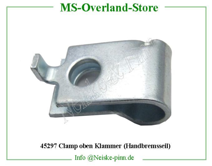  Clamp oben Klammer (Handbremsseil)  Willys-M38 Arret fix. gaine/cable f a m willys   Willys Overland Clamp hand brake conduit willys Neiske & Pinn  WO638781 WO-638781 Willys Overland  Willys-M38  WO-638781 Willys-M38  Neiske & Pinn  