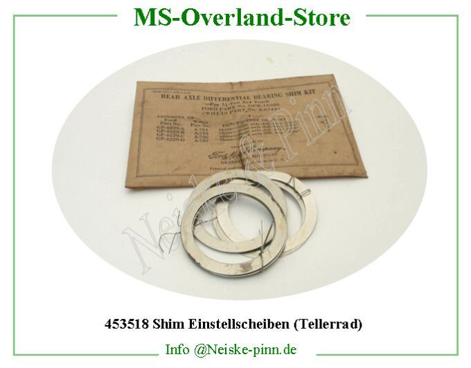  Shim Einstellscheiben (Tellerrad)  Willys-CJ2A Cales reglage rlt different (jeu)   Willys Overland Shims differential adjusting set Neiske & Pinn  WOA6744 WO-A6744 Willys Overland  Willys-CJ2A  WO-A-6744 Willys-CJ2A  Neiske & Pinn  