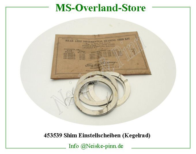  Shim Einstellscheiben (Kegelrad)  Willys-CJ2A CALES REGLAGE PIGNON ATTAQUE (JEU)   Willys Overland SHIMS PINION BEARING ADJUSTING SET Neiske & Pinn  WOA6745 WO-A6745 Willys Overland  Willys-CJ2A  WO-A-6745 Willys-CJ2A  Neiske & Pinn  