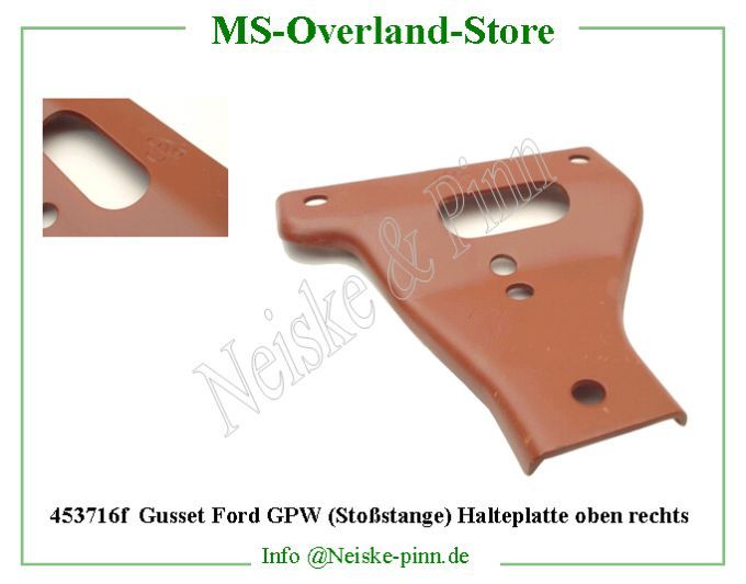 ==> click: max/min Gusset GPW (Stoßstange) Halteplatte oben rechts Willys-MB Willys Overland Neiske & Pinn WOA1128F WO-A1128F Willys Overland Willys-MB WO-A-1128F Willys-MB Neiske & Pinn