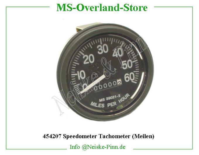  Speedometer Tachometer (Meilen)  Willys-CJ2A Compteur vitesse miles USA   Willys Overland Speedometer miles ww2 replica Neiske & Pinn  WOA8180 WO-A8180 Willys Overland  Willys-CJ2A  WO-A-8180 Willys-CJ2A  Neiske & Pinn  