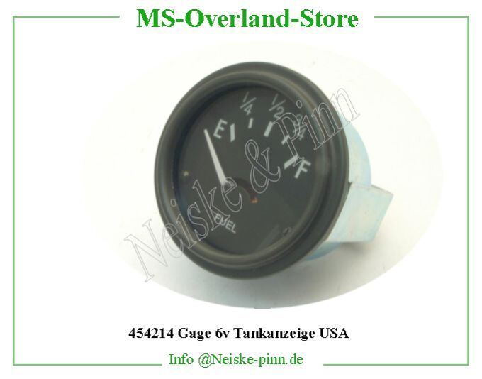 Gage 6v Tankanzeige USA style  Willys-CJ2A Manometre niveau essence 6 volts   Willys Overland Gauge fuel level 6 volts Neiske & Pinn  WOA8184 WO-A8184 Willys Overland  Willys-CJ2A  WO-A-8184 Willys-CJ2A  Neiske & Pinn  
