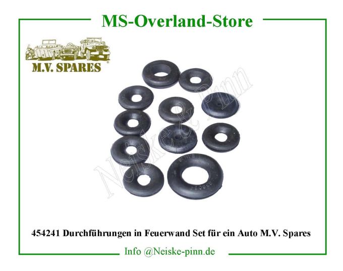  Durchführungen in Feuerwand Set für ein Auto M.V. Spares  Willys-MB Kit passe fils electrique caoutc mb (le jeu)   Willys Overland Kit grommets rubber harness mb set Neiske & Pinn  WO662276 WO-662276 Willys Overland  Willys-MB  WOA662276 Willys-MB  Neiske & Pinn  