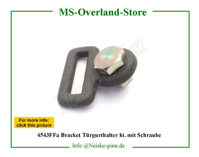  Bracket Türgurthalter hi. mit Schraube  Willys-CJ2A Plaque sangle de porte arriere/caisse   Willys Overland Plate anchor safety strap Neiske & Pinn  WOA2983 WO-A2983 Willys Overland  Willys-CJ2A  WO-A-2983 Willys-CJ2A  Neiske & Pinn  