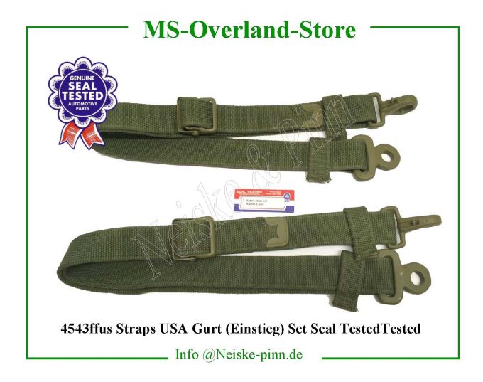  Straps USA Gurt (Einstieg) Set Seal Tested  Willys-CJ2A Sangles porte jeep US (le jeu)   Willys Overland Starps safety side body early US (set of 2) Neiske & Pinn  WOA2883 WO-A2883 Willys Overland  Willys-CJ2A  WO-A-2883 Willys-CJ2A  Neiske & Pinn  