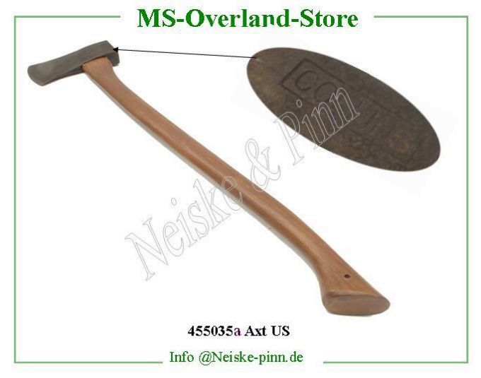  Axt US mit Collins Script  Willys-MB Hache lot de bord repro US   Willys Overland Axe collins replica US Neiske & Pinn  WOA1277 WO-A1277 Willys Overland  Willys-MB  WO-A-1277 Willys-MB  Neiske & Pinn  