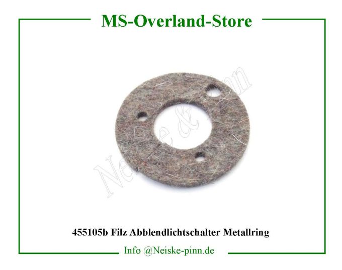  Filz Abblendlichtschalter Metallring  Willys-CJ2A Feutre contacteur demarreur pied   Willys Overland Felt starter switch ring Neiske & Pinn  WOA2992 WO-A2992 Willys Overland  Willys-CJ2A  WO-A-2992 Willys-CJ2A  Neiske & Pinn  