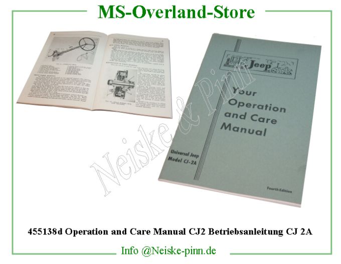  Operation and Care Manual CJ2 Betriebsanleitung CJ 2A  Willys-CJ2A   Willys Overland  Neiske & Pinn   Willys Overland  Willys-CJ2A   Neiske & Pinn  Willys-CJ2A  Willys Overland  Willys-CJ2A   Willys Overland  Willys-CJ2A  Neiske & Pinn  